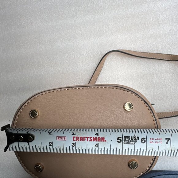 Expressions NYC Beige Faux Leather Crossbody Bag Adjustable Strap Gold-Tone - Picture 12 of 14